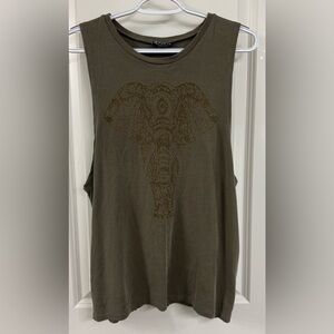 Evolution and Creation Khaki Elephant Graphic Muscle Tee